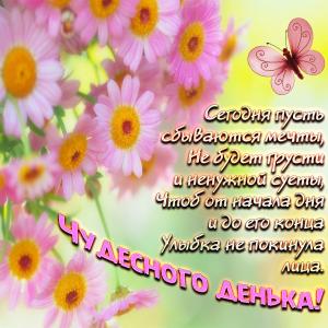 Открытка чудесного денька с милыми ромашками