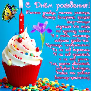 Открытка на День рождения с пирожным