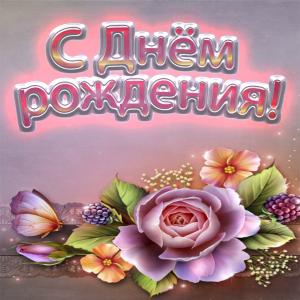 Открытка на День рождения с розой