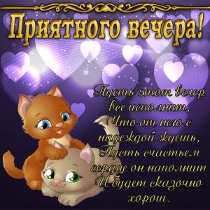 Открытка с милыми котятами и пожеланием