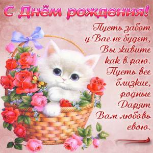 Картинка с котёнком в корзинке для женщины