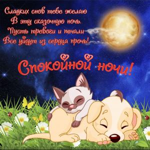 Красивая открытка со спящими животными