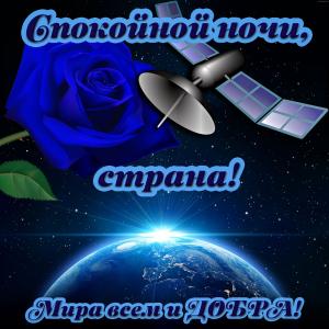 Открытка спокойной ночи с синей розочкой