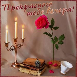 Картинка прекрасного вечера с розой и свечами
