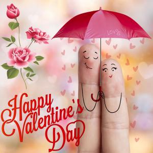 Открытка с двумя пальчиками под зонтиком