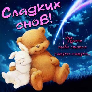 Картинка с пожеланием сладких снов и животными